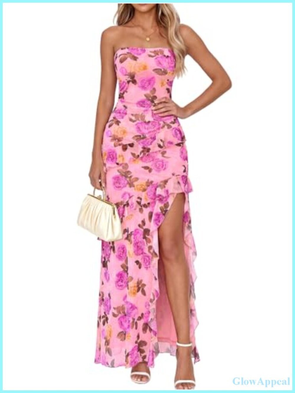 Off The Shoulder Summer Dress, Strapless Beach Sundress, Ruffle Slit Maxi